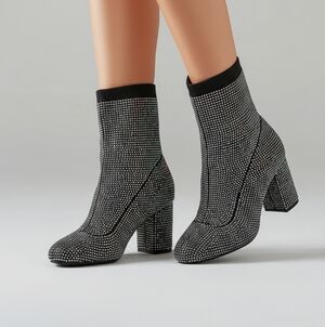 Wild Pair Black Sparkle Heeled Boots